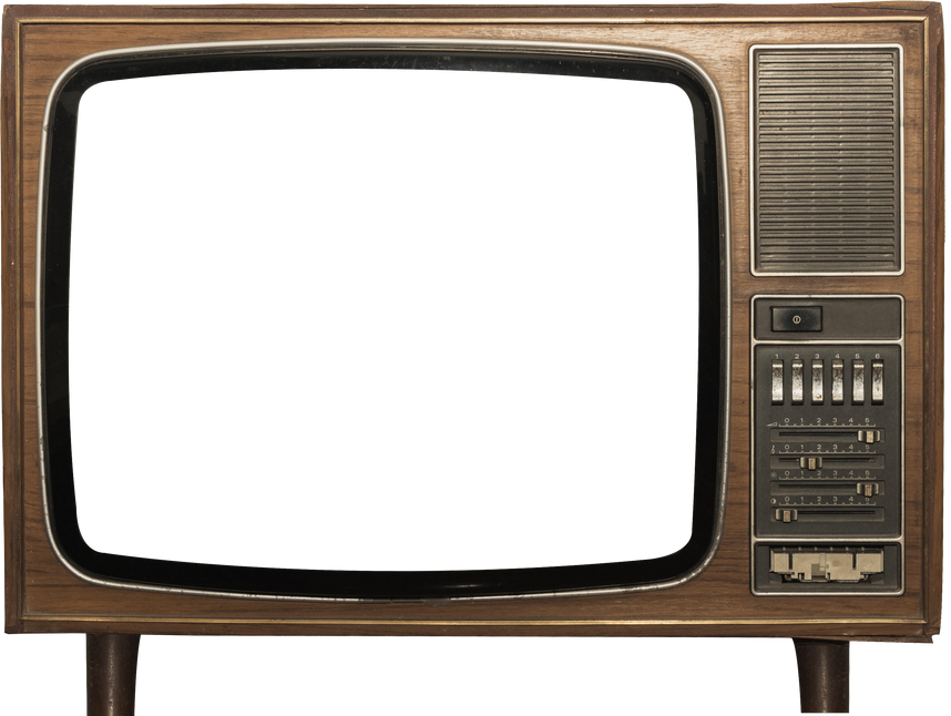 Vintage television with cut out screen on Isolated