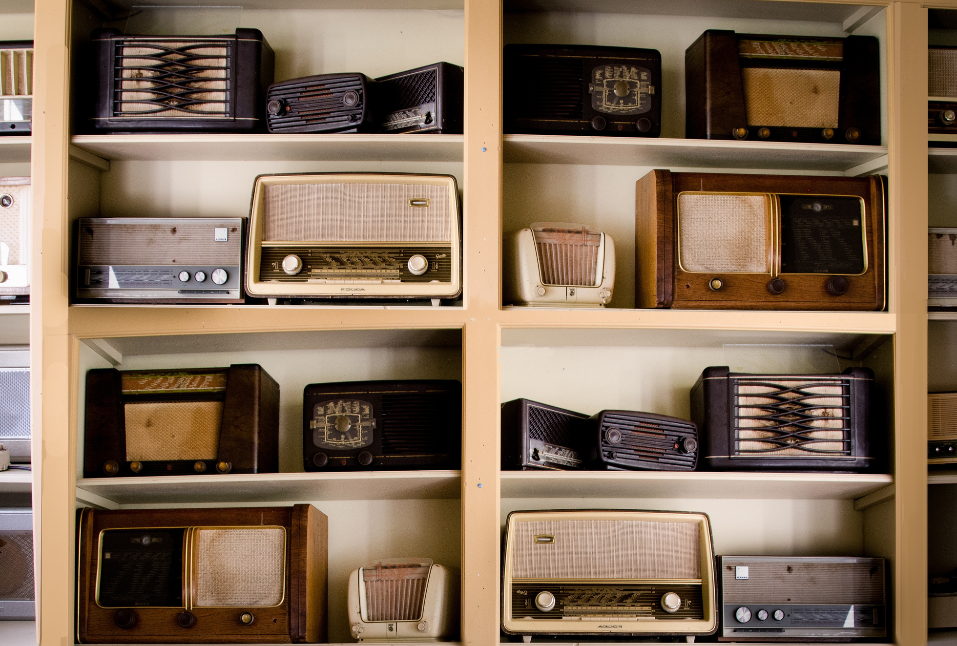 Retro Radios on a Shelf